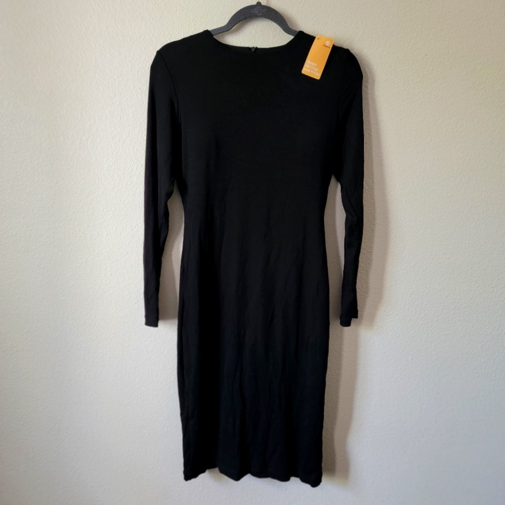 Popilush Shapewear Square Neck Long Sleeve Slimming Modal Maxi Dress XL